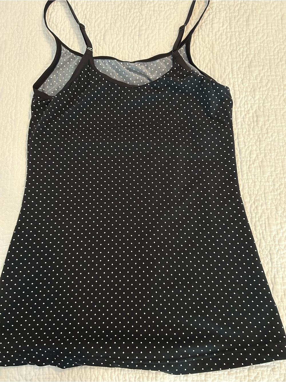 Flexees Black/White PolkaDot Cami, body control/body shaper. LG. Like new. Cute!